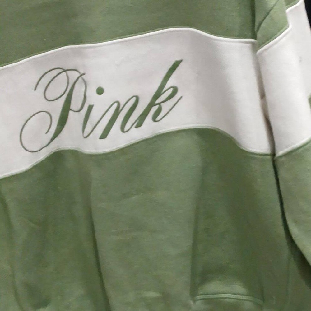 PINK Victoria's Secret Green and White Sweatshirt